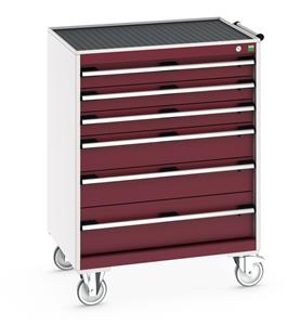 40402063.** Bott Cubio 6 Drawer Mobile Cabinet with external dimensions of 800mm wide x 650mm deep  x 1085mm high. Each drawer has a 50kg U.D.L. capacity with 100% extension and the unit also features drawer blocking and safety interlocks....